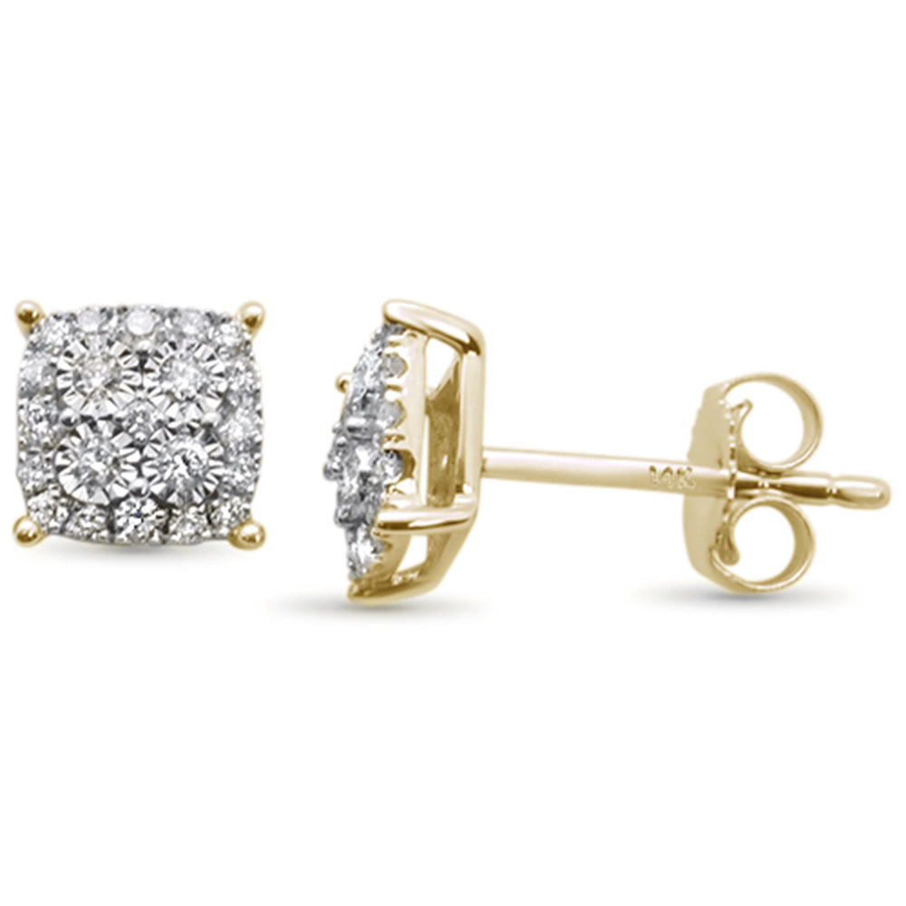 DIAMOND CLOSEOUT! .25ct 14k Yellow Gold Diamond Square Shape Stud Earrings