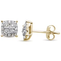 DIAMOND CLOSEOUT! .25ct 14k Yellow Gold Diamond Square Shape Stud Earrings