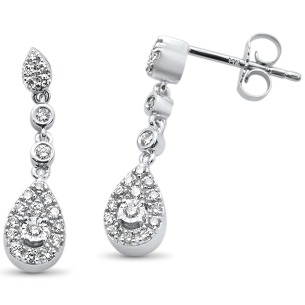 SPECIAL! .32ct 14k White Gold Pear Shape Diamond Drop Dangle Earrings