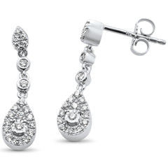 SPECIAL! .32ct 14k White Gold Pear Shape Diamond Drop Dangle Earrings