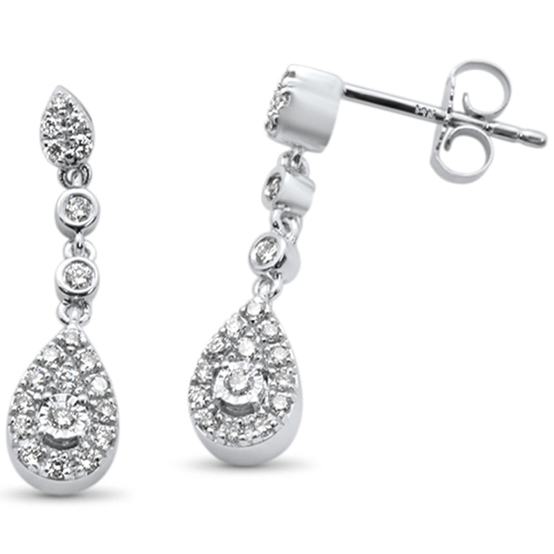 SPECIAL! .32ct 14k White Gold Pear Shape Diamond Drop Dangle Earrings