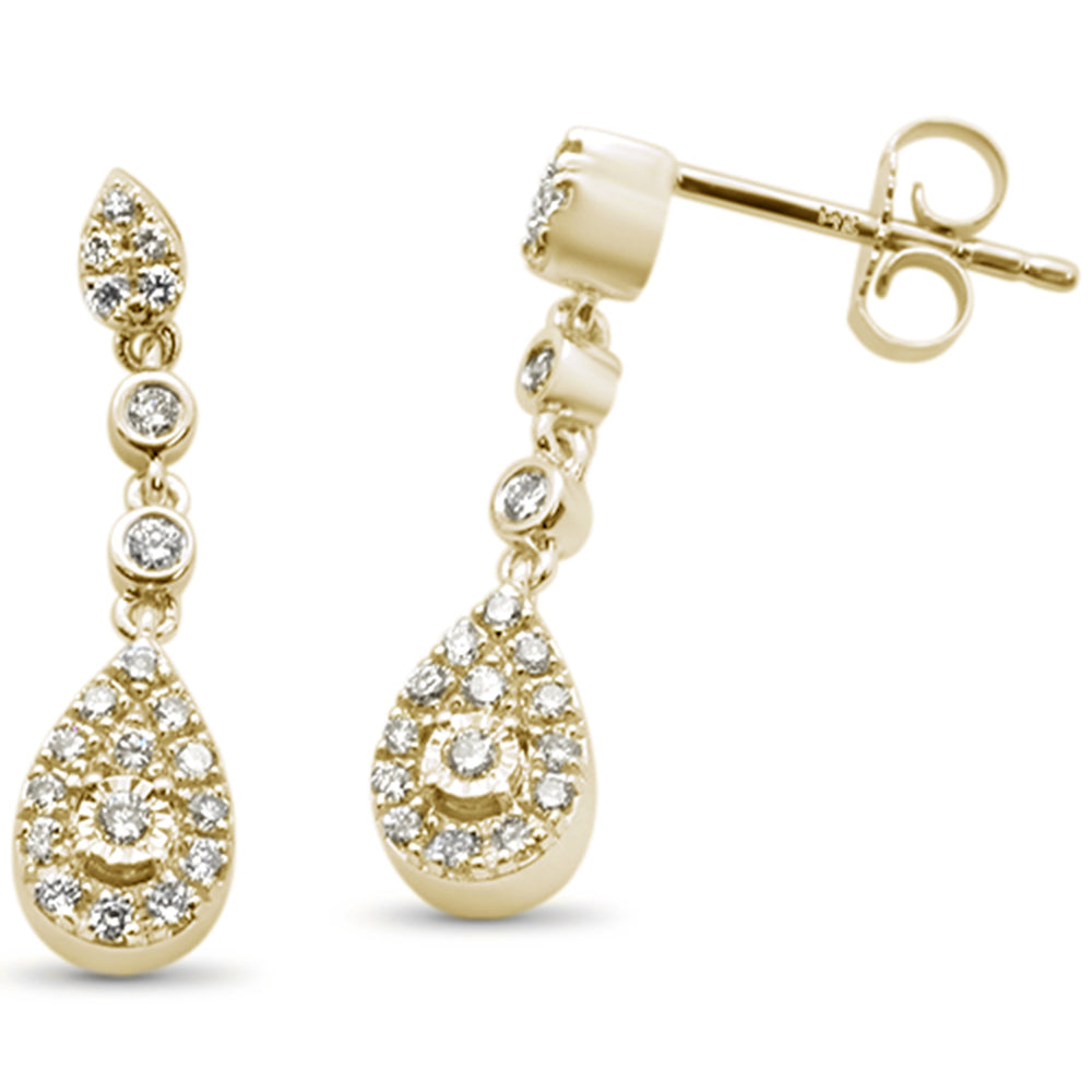 SPECIAL!.32ct 14k Yellow Gold Pear Shape Diamond Drop Dangle Earrings