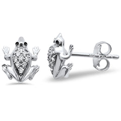 DIAMOND CLOSEOUT! .08ct 14k White Gold Diamond Frog Stud Earrings