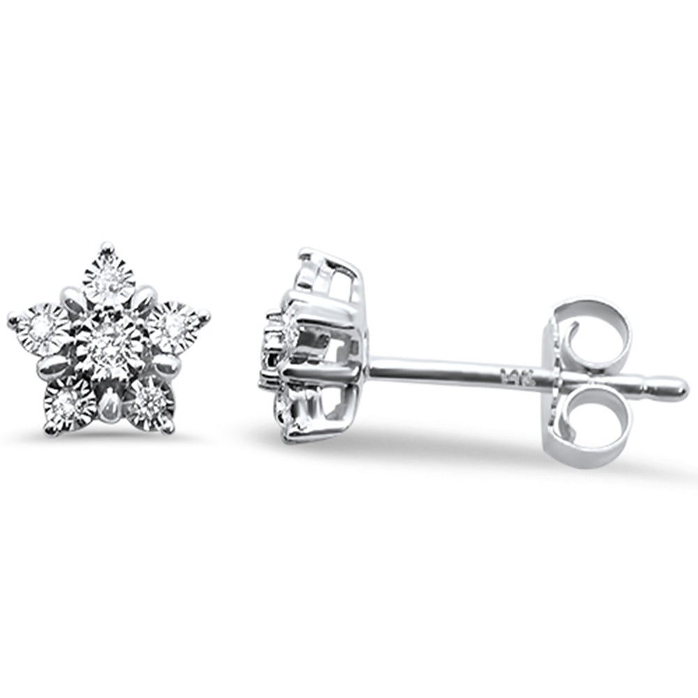DIAMOND CLOSEOUT! .08ct 14k White Gold Star Shape Diamond Stud Earrings