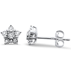 DIAMOND CLOSEOUT! .08ct 14k White Gold Star Shape Diamond Stud Earrings