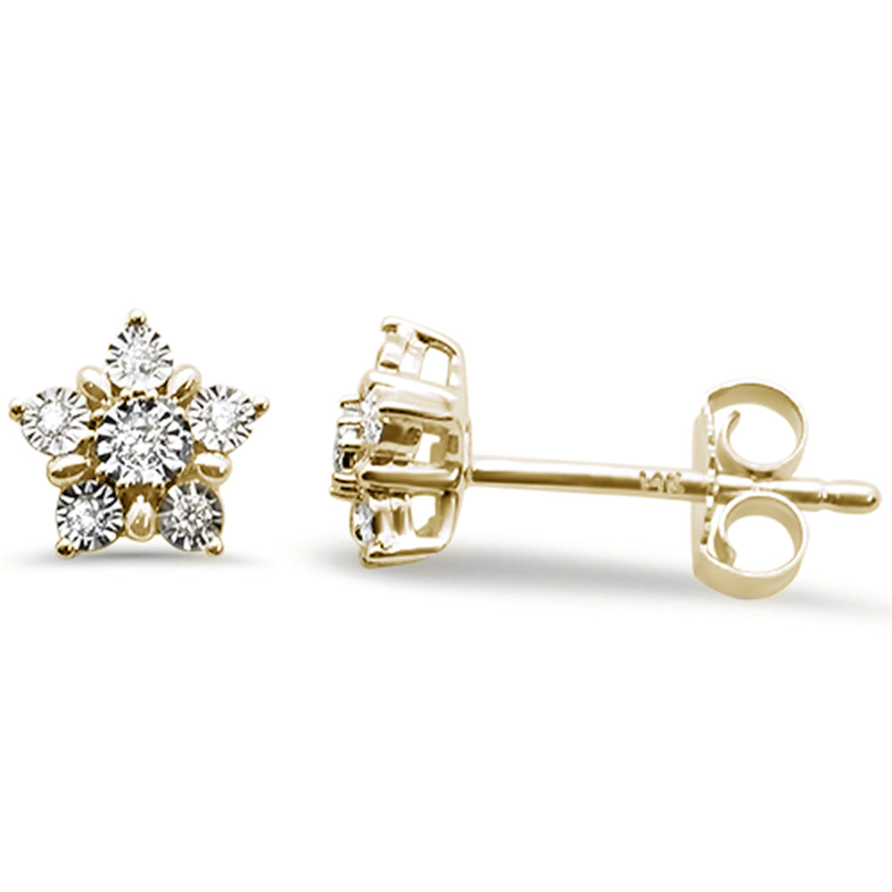 DIAMOND CLOSEOUT! .08ct 14k Yellow Gold Star Shape Diamond Stud Earrings