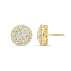 DIAMOND CLOSEOUT!  .98ct 10k Yellow Gold Round Cluster Diamond Stud Earrings