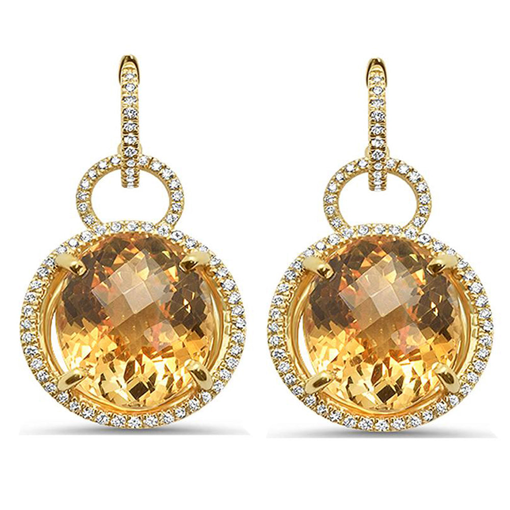 GEMSTONE CLOSEOUT!  23.44ct 10k Yellow Gold Natural Citrine Drop Dangle Earrings