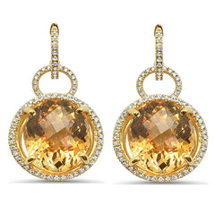GEMSTONE CLOSEOUT!  23.44ct 10k Yellow Gold Natural Citrine Drop Dangle Earrings