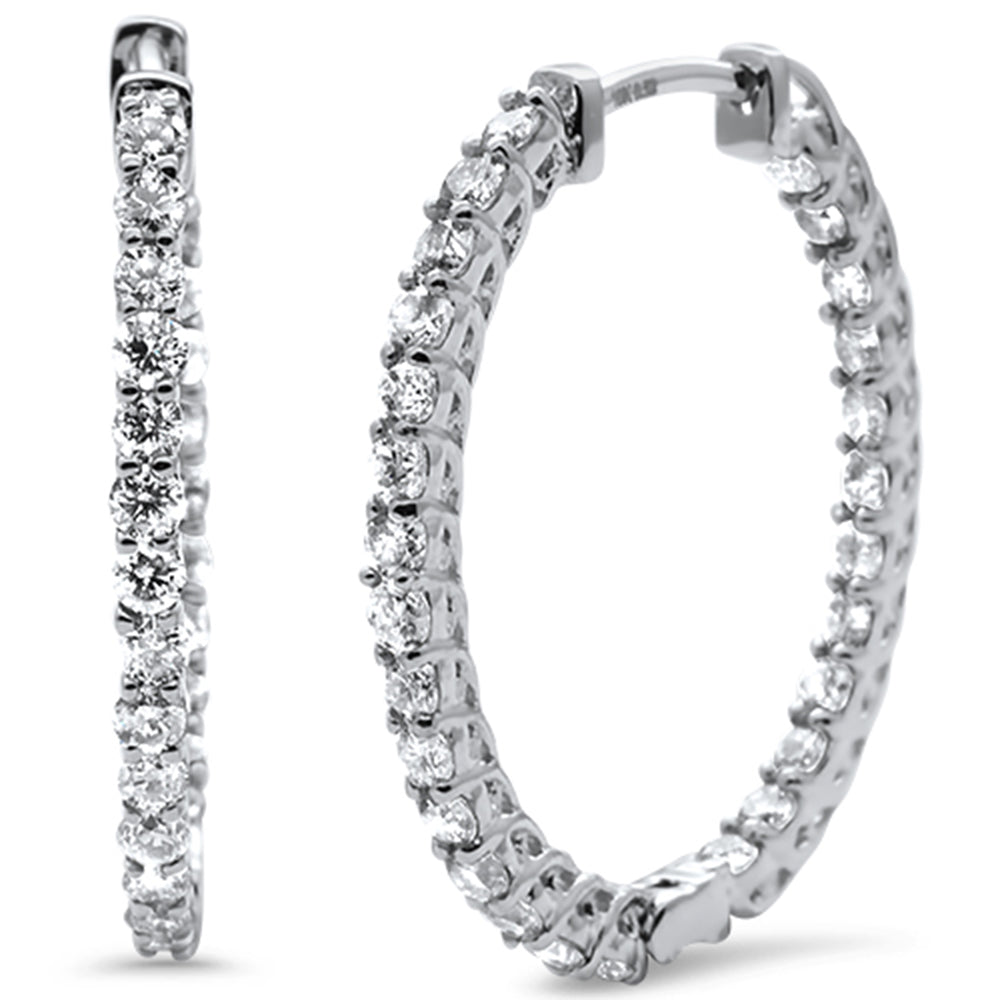 DIAMOND CLOSEOUT!  1.04ct 14k White Gold Diamond Hoop Huggie Earrings