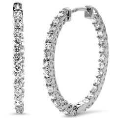 DIAMOND CLOSEOUT! 1.03ct 10k White Gold Diamond Hoop Huggie Earrings