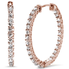 DIAMOND CLOSEOUT! 1.03ct 10k Rose Gold Diamond Hoop Huggie Earrings