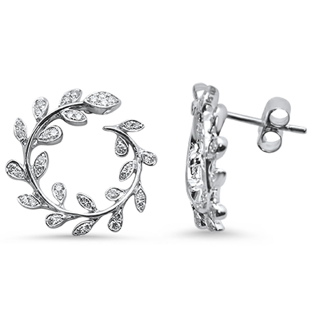 DIAMOND CLOSEOUT! .34ct 14K White Gold Olive Leaf Round Modern Diamond Earrings