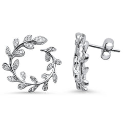 DIAMOND CLOSEOUT! .34ct 14K White Gold Olive Leaf Round Modern Diamond Earrings