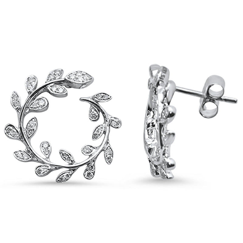 DIAMOND CLOSEOUT! .34ct 14K White Gold Olive Leaf Round Modern Diamond Earrings