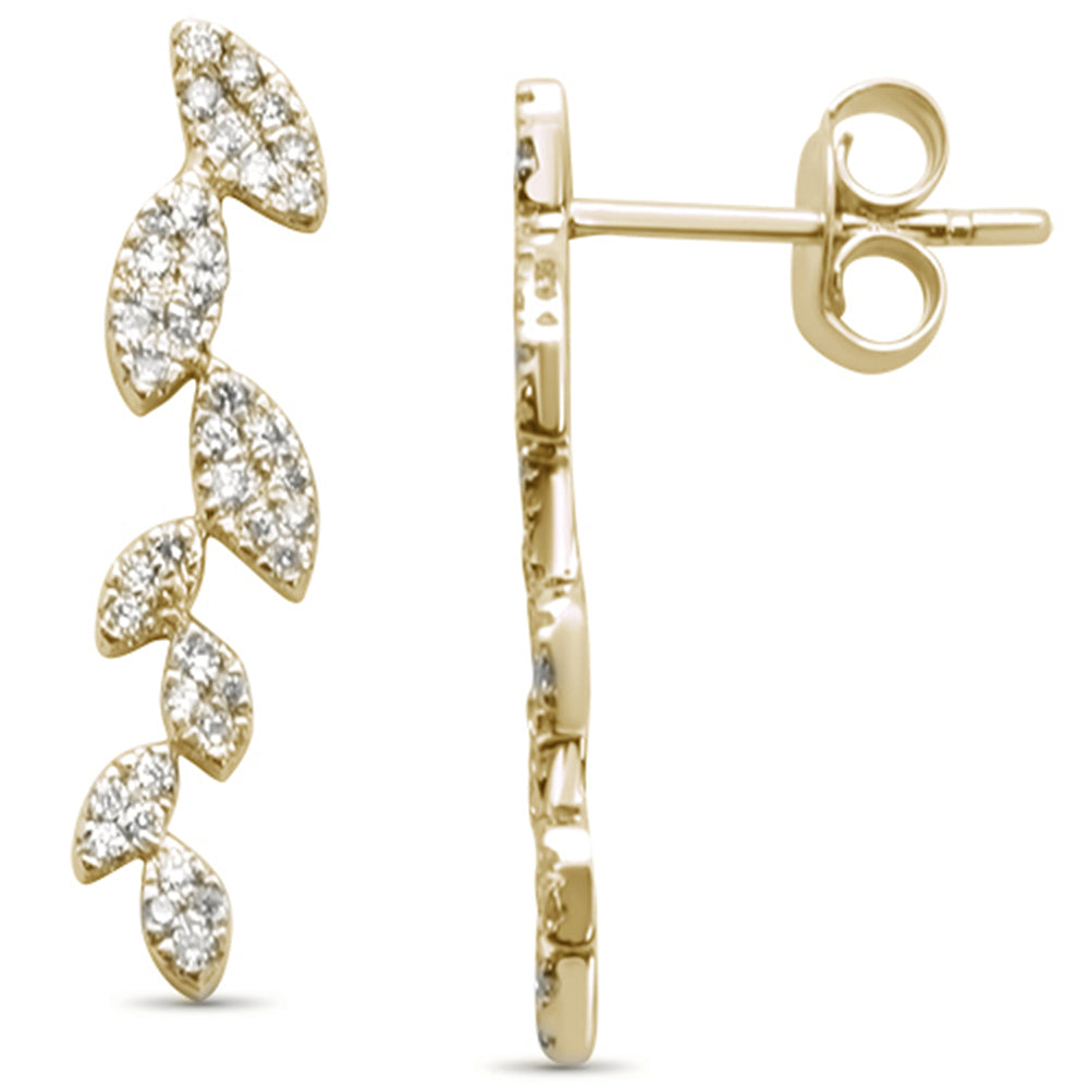 DIAMOND CLOSEOUT! .33ct 14k Yellow Gold Leaf Drop Diamond Earrings