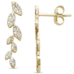 DIAMOND CLOSEOUT! .33ct 14k Yellow Gold Leaf Drop Diamond Earrings