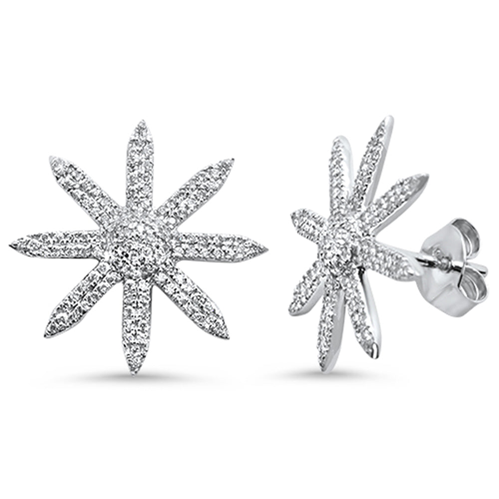 DIAMOND CLOSEOUT!  .39ct 14K White Gold Starburst Modern Diamond Earrings