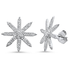 DIAMOND CLOSEOUT!  .39ct 14K White Gold Starburst Modern Diamond Earrings