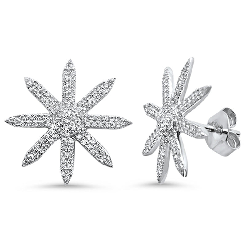 DIAMOND CLOSEOUT!  .39ct 14K White Gold Starburst Modern Diamond Earrings