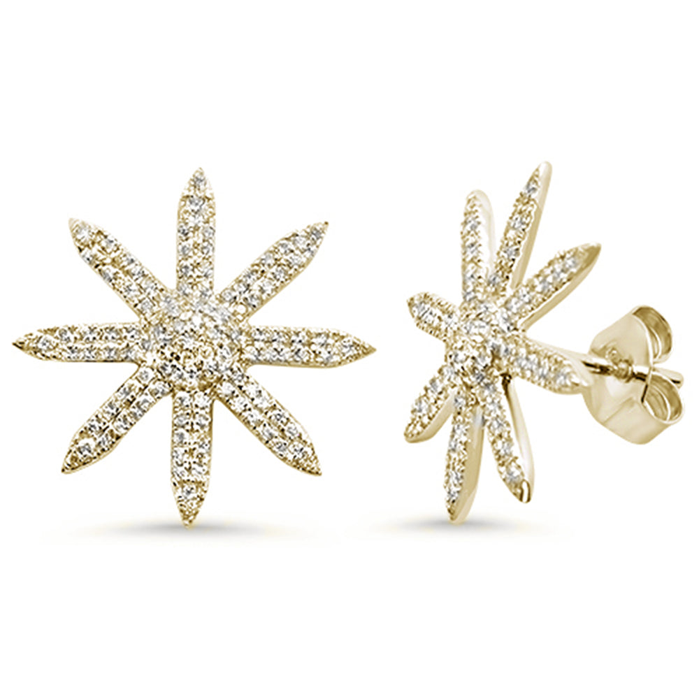 DIAMOND CLOSEOUT! .38ct 14K Yellow Gold Starburst Modern Diamond Earrings