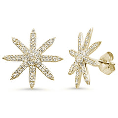 DIAMOND CLOSEOUT! .38ct 14K Yellow Gold Starburst Modern Diamond Earrings