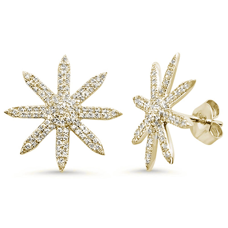 DIAMOND CLOSEOUT! .38ct 14K Yellow Gold Starburst Modern Diamond Earrings