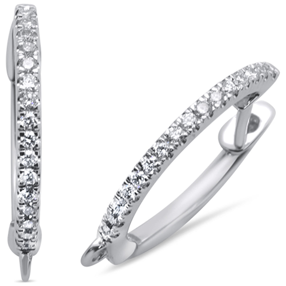 DIAMOND CLOSEOUT! .18ct 14K White Gold Hoop Huggie Diamond Earrings