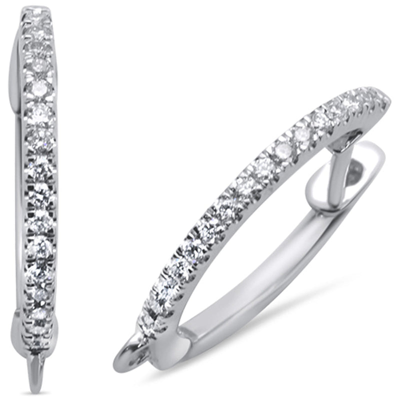 DIAMOND CLOSEOUT! .18ct 14K White Gold Hoop Huggie Diamond Earrings