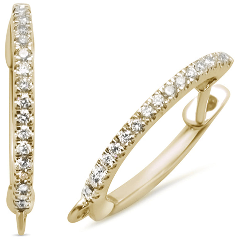 DIAMOND CLOSEOUT! .13ct 14K Yellow Gold Hoop Huggie Diamond Earrings