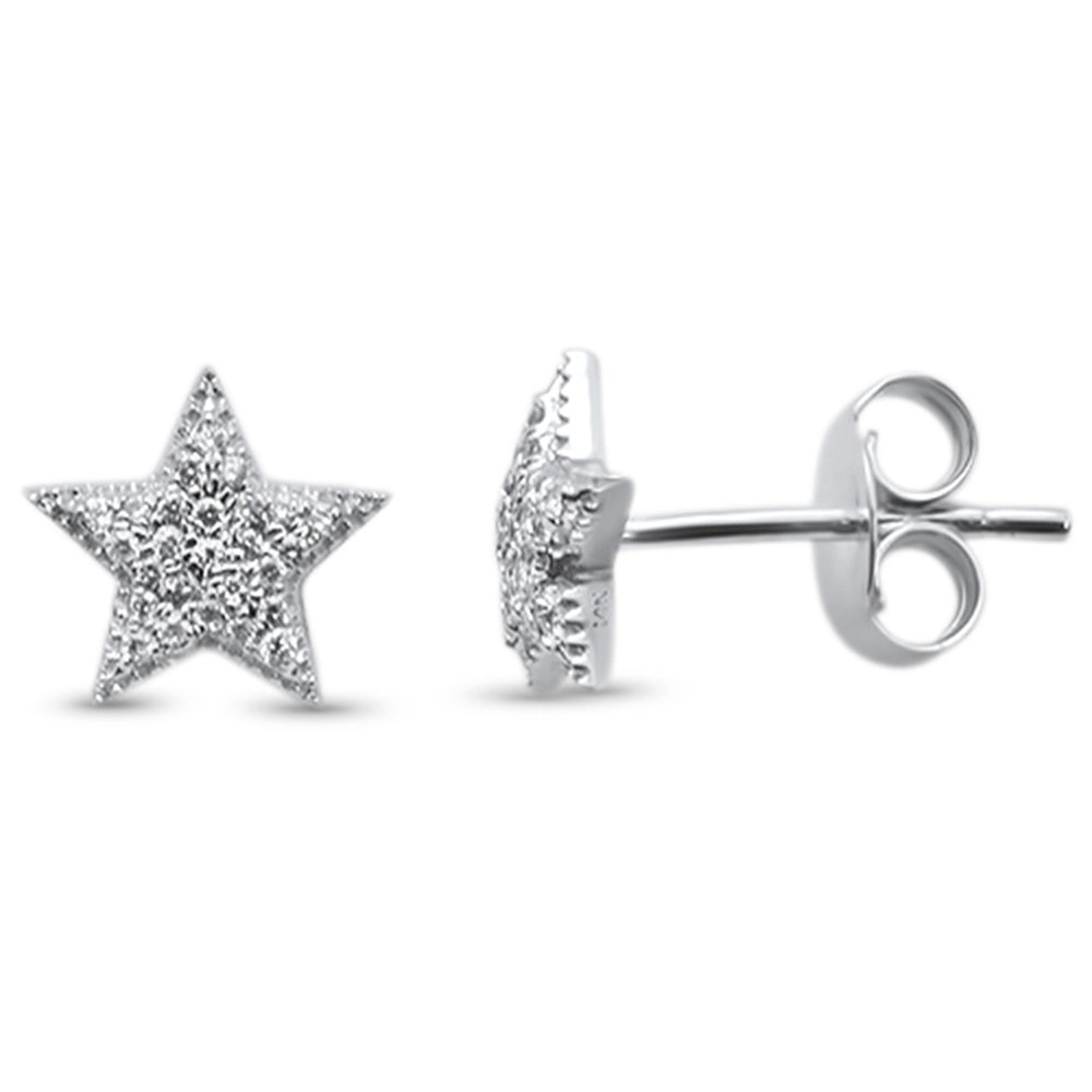 DIAMOND CLOSEOUT! .17ct 14KT White Gold Trendy Micro Pave Star Diamond Stud Earrings