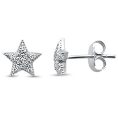 DIAMOND CLOSEOUT! .17ct 14KT White Gold Trendy Micro Pave Star Diamond Stud Earrings