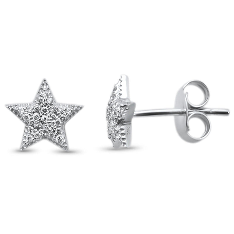 DIAMOND CLOSEOUT! .17ct 14KT White Gold Trendy Micro Pave Star Diamond Stud Earrings