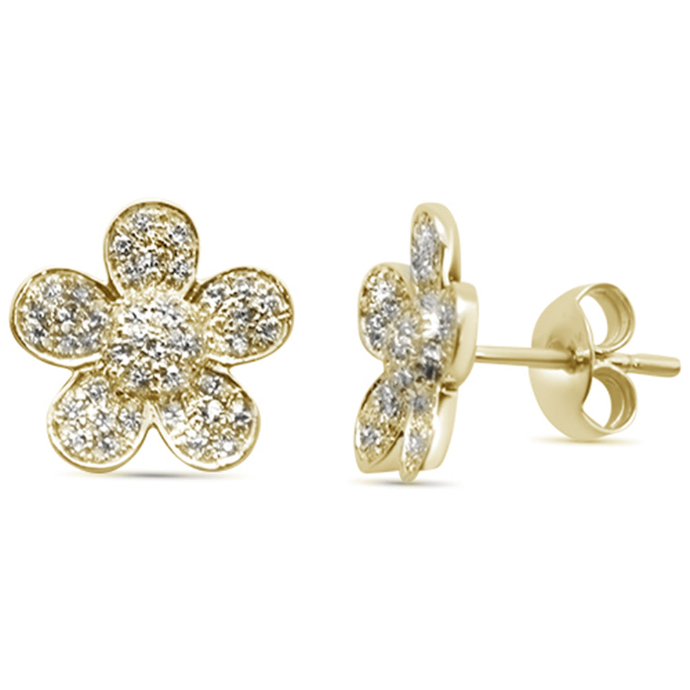 DIAMOND CLOSEOUT! .37ct 14K Yellow Gold Modern Flower Diamond Earrings