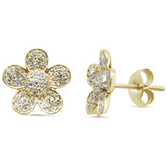 DIAMOND CLOSEOUT! .37ct 14K Yellow Gold Modern Flower Diamond Earrings