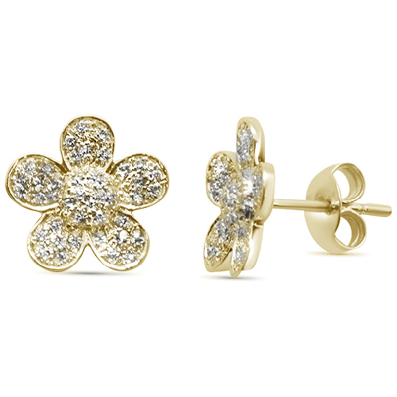 DIAMOND CLOSEOUT! .37ct 14K Yellow Gold Modern Flower Diamond Earrings