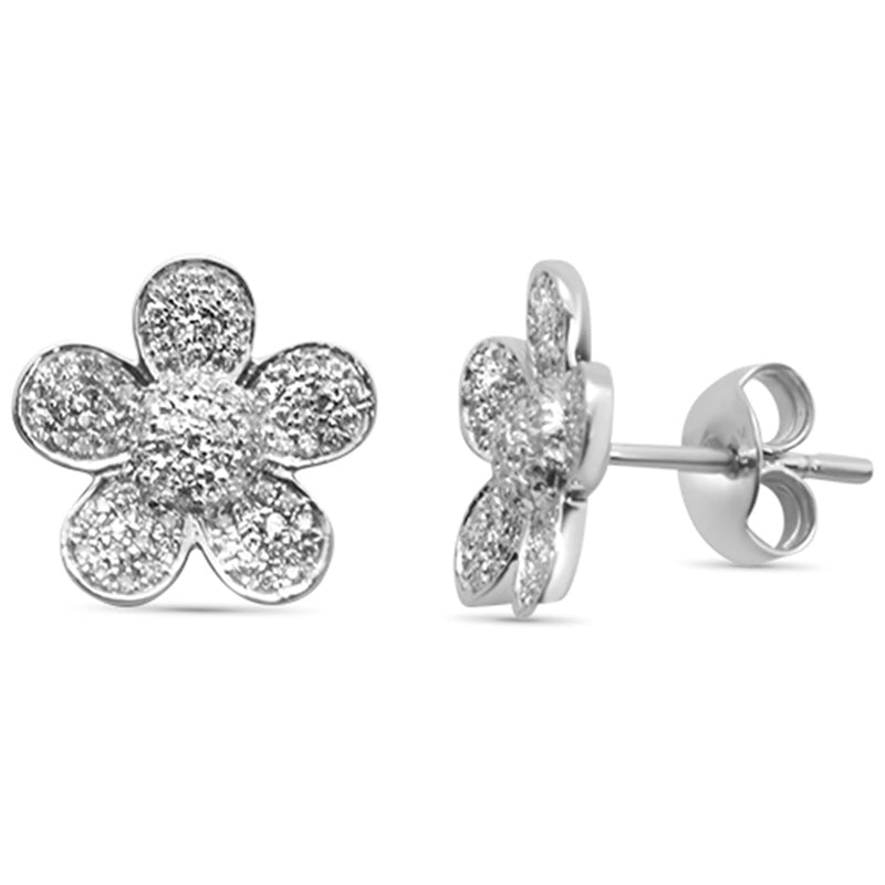DIAMOND CLOSEOUT! .36ct 14K White Gold Modern Flower Diamond Earrings