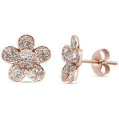 DIAMOND CLOSEOUT! .29ct 14K Rose Gold Modern Flower Diamond Earrings