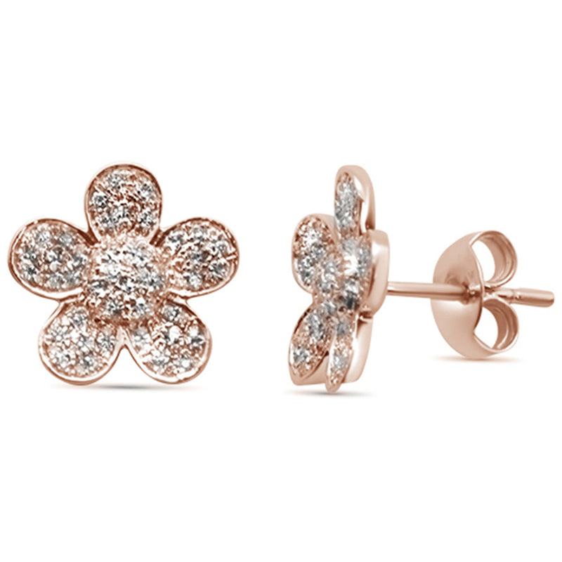 DIAMOND CLOSEOUT! .29ct 14K Rose Gold Modern Flower Diamond Earrings