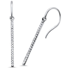 DIAMOND CLOSEOUT! .22ct 14K White Gold Drop Dangle Line Modern Earrings