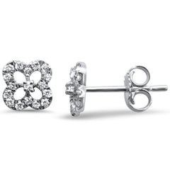 DIAMOND  CLOSEOUT! .18ct 14k White Gold Cute Clover Diamond Earrings