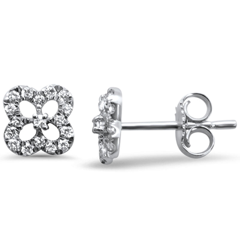 DIAMOND  CLOSEOUT! .18ct 14k White Gold Cute Clover Diamond Earrings