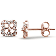 DIAMOND CLOSEOUT! .17ct 14K Rose Gold Cute Clover Diamond Earrings