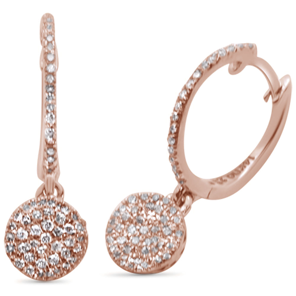 DIAMOND CLOSEOUT! .19ct 14K Rose Gold Round Drop Dangle Diamond Earrings