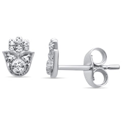 DIAMOND CLOSEOUT! .04ct 14K White Gold Diamond Hand of Hamsa Stud Earrings