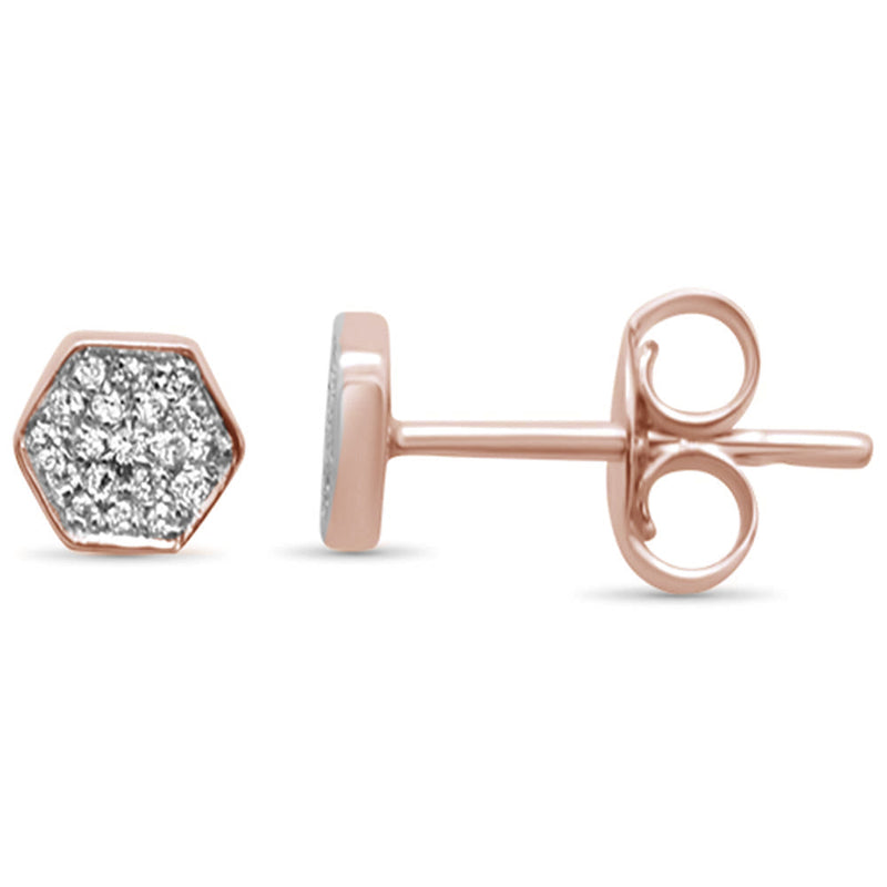 DIAMOND CLOSEOUT! .07ct G SI 14K Rose Gold Trendy Diamond Hexagon Shaped Earrings