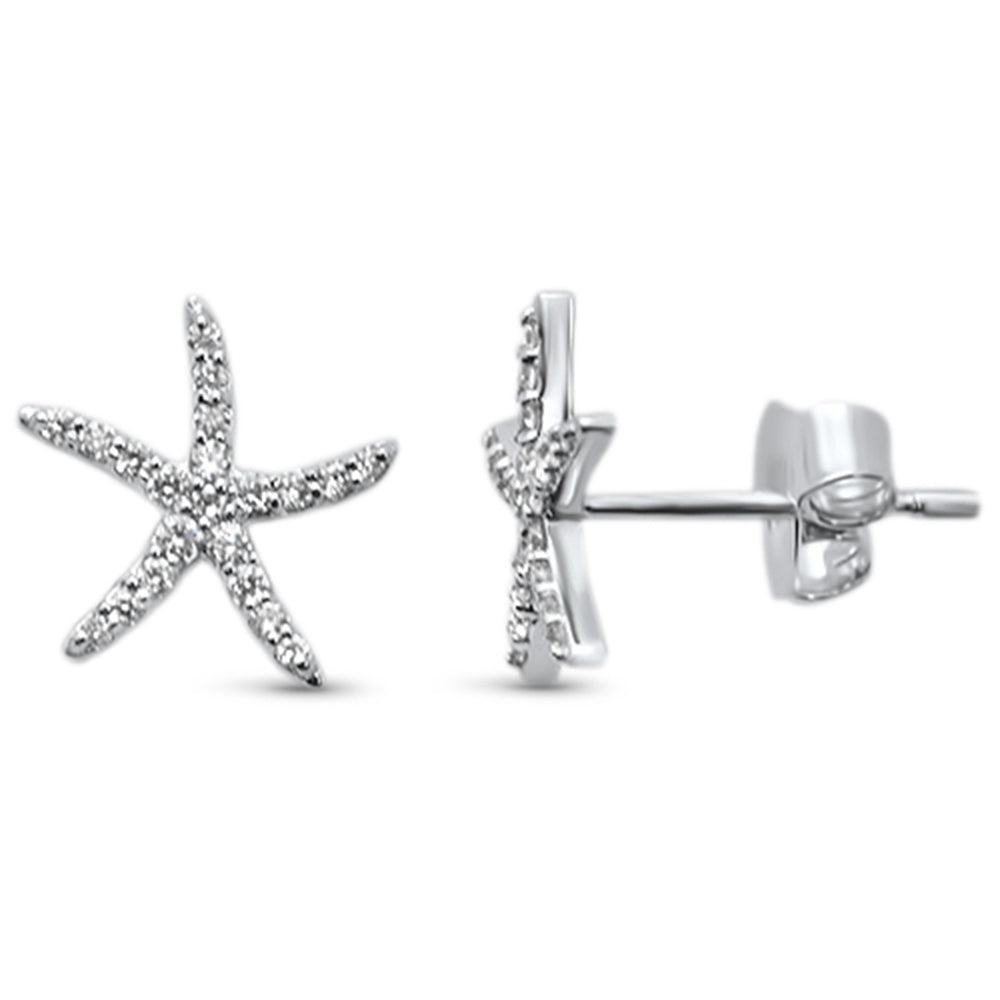 DIAMOND CLOSEOUT! .17ct 14KT White Gold Trendy Starfish Diamond Stud Earrings