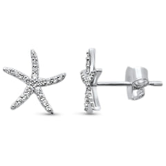 DIAMOND CLOSEOUT! .17ct 14KT White Gold Trendy Starfish Diamond Stud Earrings