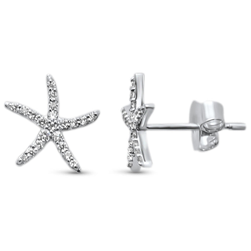 DIAMOND CLOSEOUT! .17ct 14KT White Gold Trendy Starfish Diamond Stud Earrings