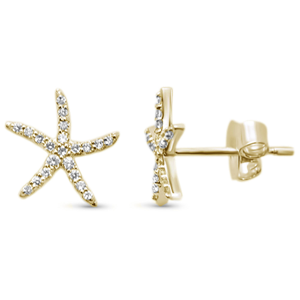 .14ct 14KT Yellow Gold Trendy Starfish Diamond Stud Earrings